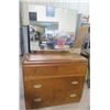 Image 1 : 3 DRAWER DRESSER WITH MIRROR (BAKOLITE HANDLES-2 BROKEN) *NICE SHAPE* (33" HIGH, 40" LONG, 17" DEEP)