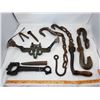 Image 1 : LOT OF HAND FORGED HOOKS, MISC FARM PIECES