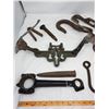 Image 2 : LOT OF HAND FORGED HOOKS, MISC FARM PIECES