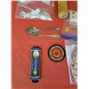 Image 2 : LOT OF COLLECTABLES (SILVER PLATE, MARBLES, BOTTLE CAPS, CUTLERY, FLASK ETC…)