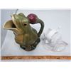 Image 2 : LOT INCLUDING A CERAMIC FROG PITCHER & ELEPHANT ORNAMENT