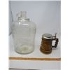 Image 1 : BEER STEIN  AND JUG (WEST GERMAN) *GLASS 1 GALLON*