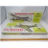 Image 1 : LOT OF 2 MODEL AIRPLANES (NOS) *BALSA* (P-51 MUSTANG, MESSERSCHMITT BF-109) *WING SPAN 27.75"* (SCAL