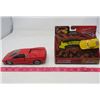 Image 1 : LOT OF 2 TOY COLLECTABLES (RED DIECAST LAMBORGHINI, 1/24 SCALE) *PIXAR CAR WITH BOX*