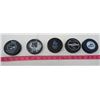 Image 2 : LOT OF 5 HOCKEY PUCKS (WHL SASKATOON BLADES, WHL OIL KINGS, ETC)