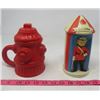 Image 1 : LOT OF 2 CERAMIC ITEMS (R.C.M.P. BANK) *FIRE HYDRANT MUG WITH LID*
