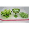 Image 1 : LOT OF 3 PIECES OF GREEN GLASS (CANDY DISHES)