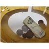 Image 2 : COIN BANK WITH CANADIAN AND INDONESIAN CURRENCY (WOOD PIG)