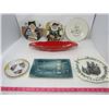 Image 1 : LOT OF 7 PIECES OF ASSORTED GLASSWARE (WESTMINSTER PLATE, BLUE ASHTRAY, ETC)
