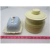 Image 1 : LOT OF 2 PIECES OF KITCHENWARE (CERAMIC) *COOKIE JAR AND COVERED BUTTER DISH*
