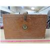 Image 1 : WOOD BOX (CANADIAN LABOUR CONGRESS) *LOCKABLE* ("SECRET" COMPARTMENT) *23.5" X 14" X 8"*