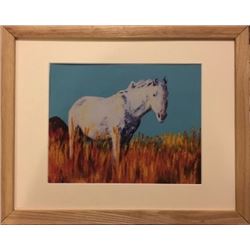The White Horse " Chuck Lewis' Dream" Print of the original framed