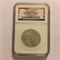 SS Republic Shipwreck Coin 1861 O 50C  Graded