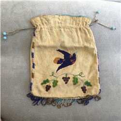 Bluebird Purse Floral Design on Deerskin