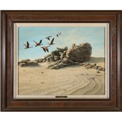 Geese Over Tufa Acrylic by Wm. Moore   (87625)