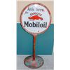 Image 1 : Mobiloil Gargoyle Porcelain Double-Sided Lollipop Sign w/ Base    (108057)