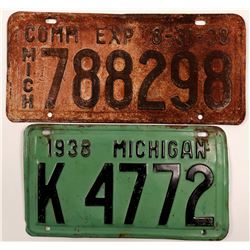 License Plates / Michigan / 2 Items.   (105010)