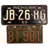 Image 1 : License Plates / Michigan / 2 Items.   (105013)
