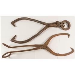 2 Large Metal Ice Tongs   (51038)