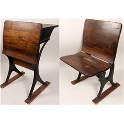 Vintage Wooden School Desk and Seat   (102708)