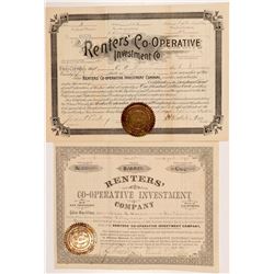 Renters' Co-Operative Investment Co. Stock Certificates   (104408)