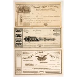 Three early unissued San Francisco Stocks   (88171)