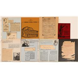 Piper's Opera House & Other Comstock Theatre Ephemera incl. Davy Crockett Auto.   (107384)