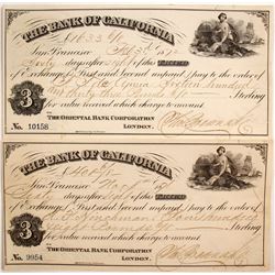 Two Rare Bank of California Thirds of Exchange   (77542)
