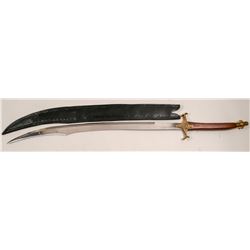 Pakistani Stainless Steel Full Scimitar with Scabbard   (105652)