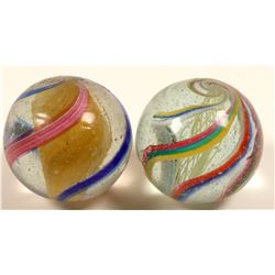 Marbles / Solid Core & Latticinio Core / 2 Items.   (108073)