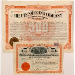 "Ute" Colorado Mining Stock & Bond   (104189)