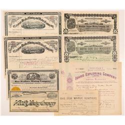 Eight Idaho Mining Stock Certificates   (104391)