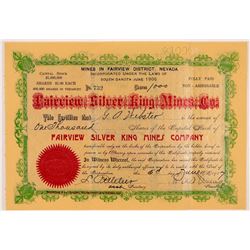 Fairview District Nevada Stock Cert.   (108156)