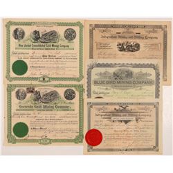 Five Different Washington Mining Stock Certificates   (104396)