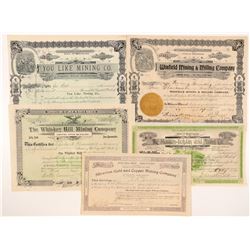 Five Different Washington Mining Stock Certificates   (104388)