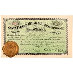 Santa Felicita Mining & Milling Co. Stock Certificate   (107001)