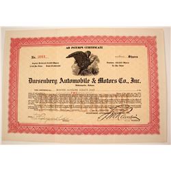 Dusenberg Automobile & Motors Stock   (79919)