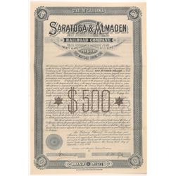 Saratoga & Almaden Railroad Company Gold Bond   (106652)