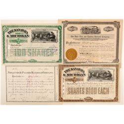 4 Michigan Railroad stock certificates   (105158)