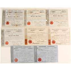 Two Northern Railroad Stocks with Revenue Stamps with Others   (79606)