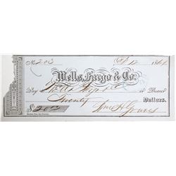 Early 1861 Nevada Wells Fargo Check   (83300)