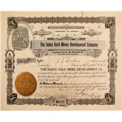 Idaho Gold Mines Development Co. Stock Cert.    (76244)