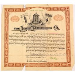 Lewis Publishing Company Stock Certificate with Unusual Vignettes   (55040)