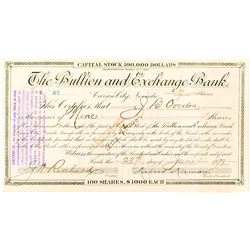 Bullion and Exchange Bank Certificate issued to J.B. Overton   (52670)