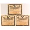 Image 1 : Three Rare Gold Cliff Mining & Reduction Co. Stock Certificates   (54350)
