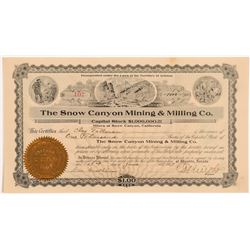 Snow Canyon Mining & Milling Co. Stock Certificate   (107258)