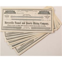 Group of Marysville Tunnel & Quartz Mining Co. Stock Certificates   (67054)