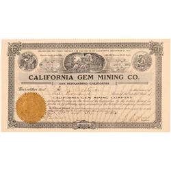 California Gem Mining Company Stock Certificate   (107218)