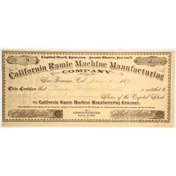 California Ramie Machine Manufacturing Stock   (89808)