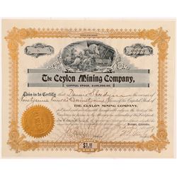 Ceylon Mining Company Stock Certificate   (107165)